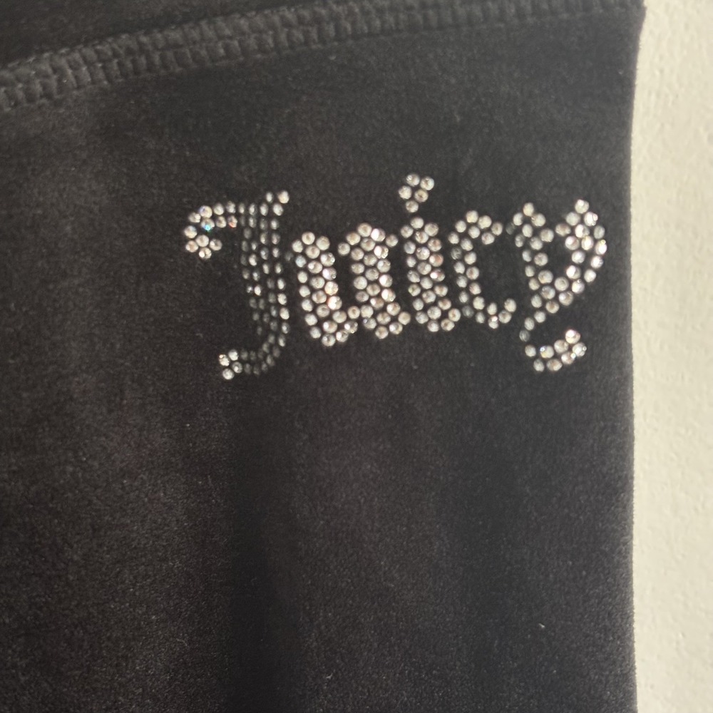 Juicy Couture Women's Velour Drawstring Track Pants Size L Black Y2K Lounge Soft - Picture 4 of 12